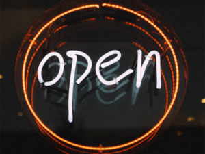 open neon sign